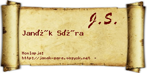 Janák Sára névjegykártya
